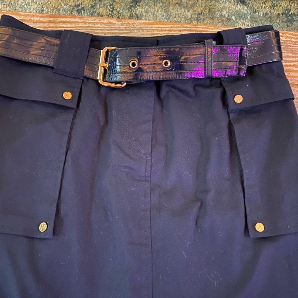 Tory Burch navy blue pencil belted skirt - Picture 3 of 5